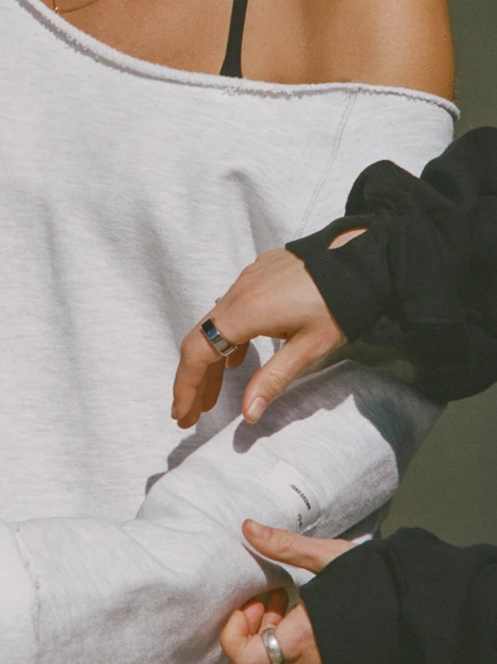 Joah Brown Slouchy Pullover Sweatshirt in Pearl Grey French Terry - Picture 2 of 8